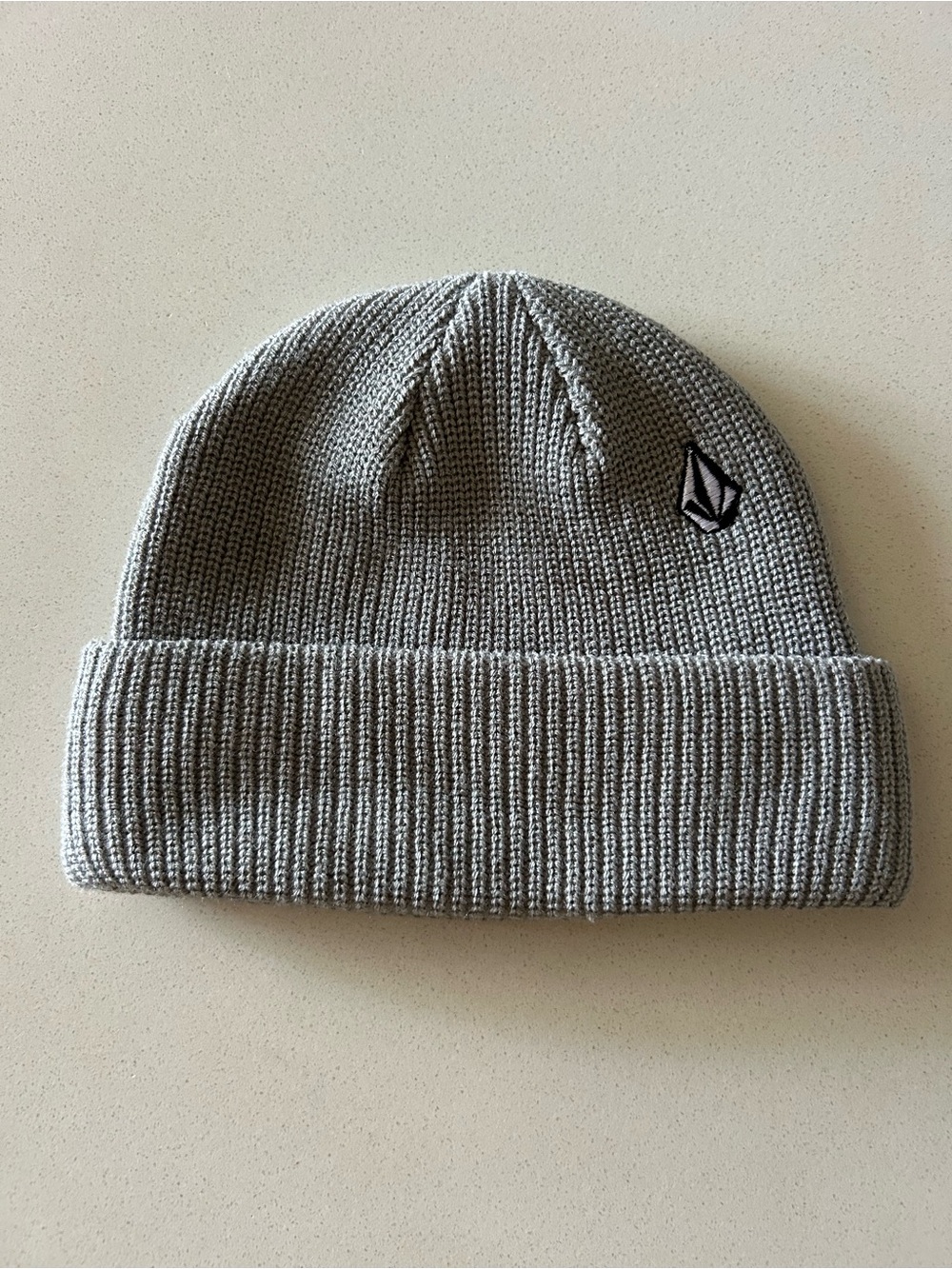 Volcom Light Gray Ribbed Cuffed Beanie